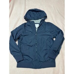 Old Navy Boys Navy Blue Hooded Windbreaker Jacket Jersey Lined Size L 10-12